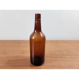 Vintage 1940s Owens-Illinois Glass Co. Amber Glass Whiskey Bottle 4/5 Quart